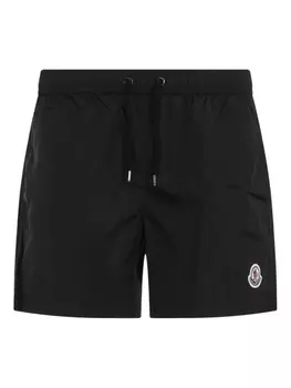 Moncler плавки-шорты с аппликацией, черный
