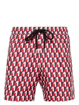 Moncler плавки-шорты с геометричным принтом, синий