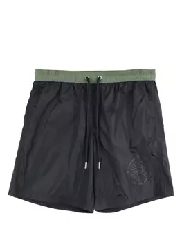 Moncler плавки-шорты с кулиской и логотипом, черный