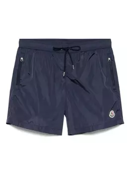 Moncler плавки-шорты с нашивкой-логотипом, синий
