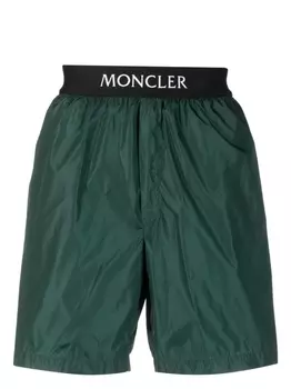 Moncler плавки-шорты с нашивкой-логотипом, зеленый
