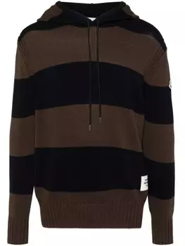 Moncler полосатый джемпер с капюшоном, синий