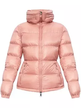 Moncler приталенная куртка с воротником-стойкой, розовый