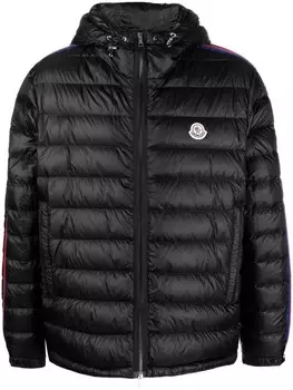 Moncler пуховик Agout с нашивкой-логотипом, черный