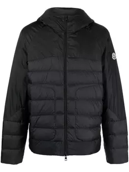 Moncler пуховик из рипстопа на молнии, черный