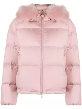 Moncler пуховик Mino с капюшоном, розовый