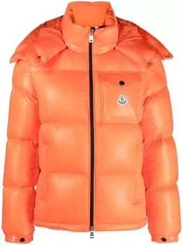 Moncler пуховик Montbeliard с нашивкой-логотипом, оранжевый