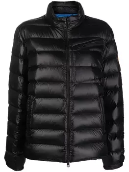 Moncler пуховик на молнии с логотипом, черный