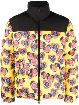 Moncler пуховик на молнии с логотипом, черный