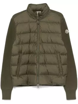 Moncler пуховик на молнии, зеленый