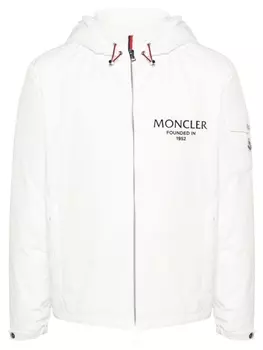 Moncler пуховик с капюшоном и логотипом, белый