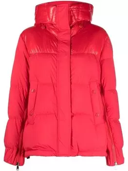 Moncler пуховик с капюшоном, красный