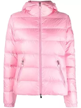 Moncler пуховик с капюшоном, розовый