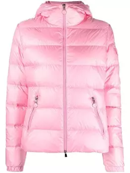 Moncler пуховик с капюшоном, розовый