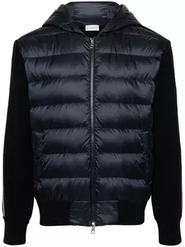 Moncler пуховик с капюшоном, синий