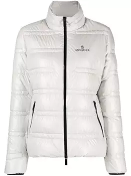 Moncler пуховик с логотипом, серый