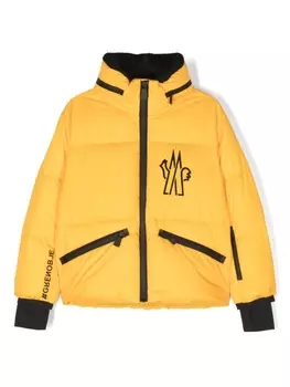 Moncler пуховик с логотипом, желтый