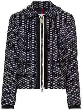Moncler пуховик с монограммой, синий