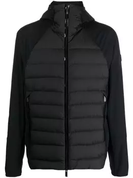 Moncler пуховик с нашивкой-логотипом, черный