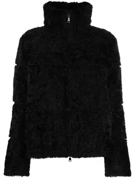 Moncler пуховик с нашивкой-логотипом, черный