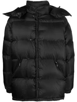 Moncler пуховик с нашивкой-логотипом, черный