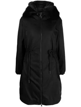 Moncler пуховик с нашивкой-логотипом, черный