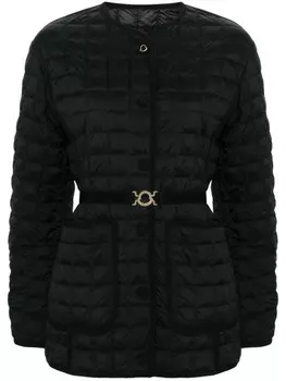 Moncler пуховик с нашивкой-логотипом, черный