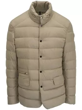 Moncler пуховик с нашивкой-логотипом, нейтральный цвет