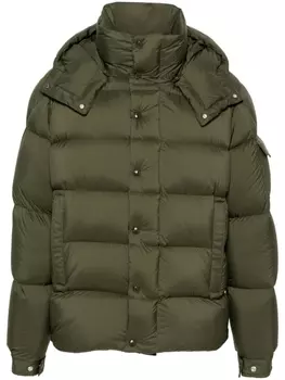 Moncler пуховик с нашивкой-логотипом, зеленый