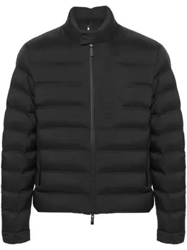 Moncler пуховик с тисненым логотипом, черный