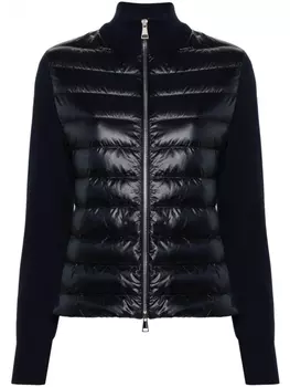 Moncler пуховик с трикотажной вставкой, синий