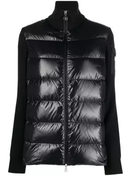 Moncler пуховик с трикотажными рукавами, черный