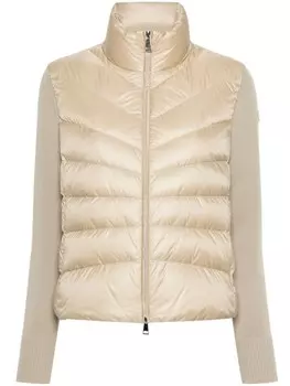 Moncler пуховик с трикотажными рукавами, нейтральный цвет
