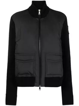 Moncler пуховик с трикотажными вставками, черный