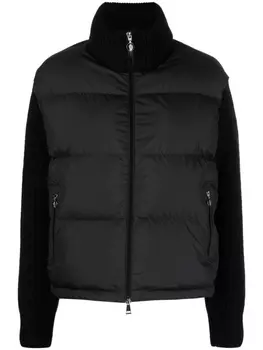 Moncler пуховик с вязаными вставками, черный