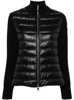 Moncler пуховик с вязаными вставками, черный