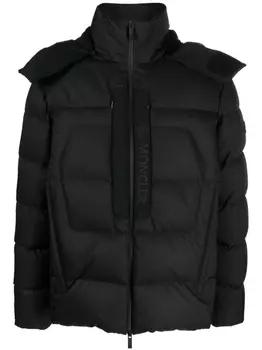 Moncler пуховик со съемным капюшоном, черный