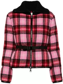Moncler пуховик Zambeze в клетку, розовый
