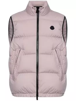 Moncler пуховый жилет с нашивкой-логотипом Fedare, розовый