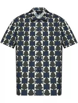 Moncler рубашка из хлопка с монограммой, синий