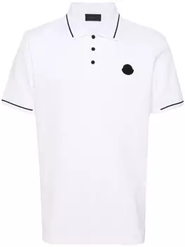 Moncler рубашка поло с нашивкой-логотипом, белый