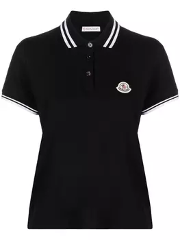 Moncler рубашка поло с нашивкой-логотипом, черный