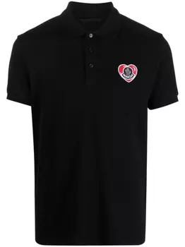 Moncler рубашка поло с нашивкой-логотипом, черный