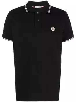 Moncler рубашка поло с нашивкой-логотипом, черный