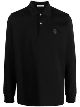 Moncler рубашка поло с нашивкой-логотипом, черный