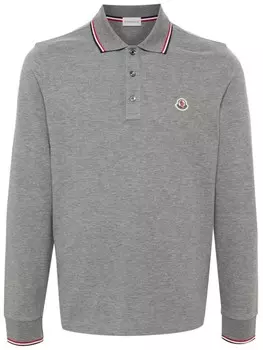 Moncler рубашка поло с нашивкой-логотипом, серый