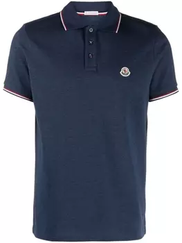 Moncler рубашка поло с нашивкой-логотипом, синий