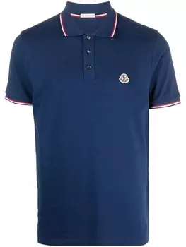 Moncler рубашка поло с нашивкой-логотипом, синий