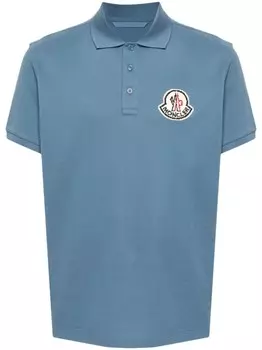 Moncler рубашка поло с нашивкой-логотипом, синий