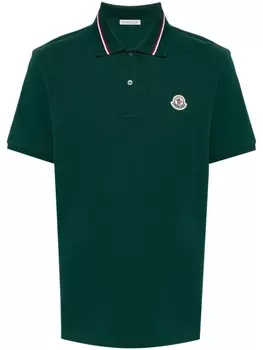 Moncler рубашка поло с нашивкой-логотипом, зеленый